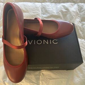 Vionic Joseline Mary Jane Red Flats NWT